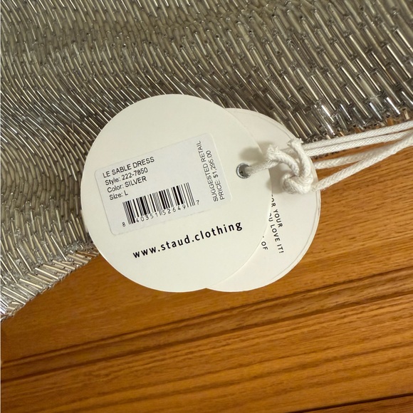 STAUD Le Sable Dress Beaded in Silver size Large - read description - Picture 3 of 12